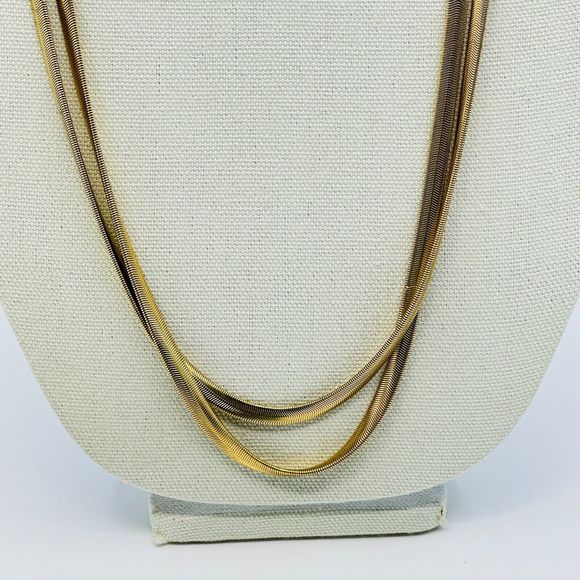 Ann Taylor LOFT Necklace Layered Chain Mixed Tone Modernist Jewelry - Picture 2 of 9